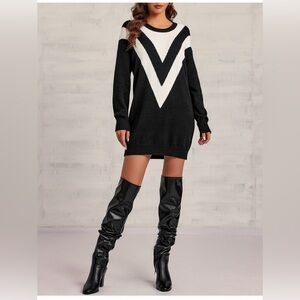 SHESHOW Brand Black and White Chevron Mini Dress. 
It’s an Outfit in a Minute!